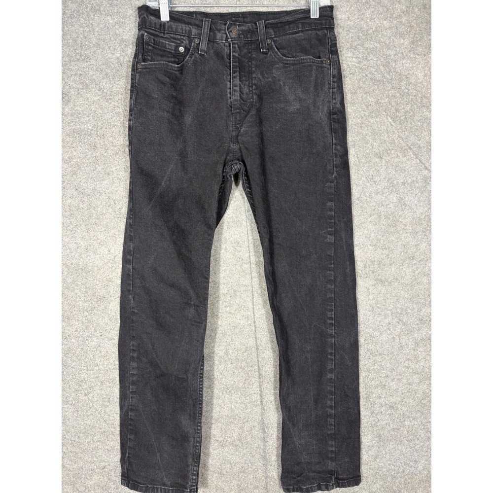 Levis 505 Regular Fit Jeans Mens 32x30 Washed Black Straight Leg 00505-1469